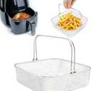 Air Fryer Basket, 5.8QT 6QT Air Fryer Accessory Mesh Basket Replacement with Handle, Square Stainles Steel Steamer basket for 6QT Instant Vortex Air fryer, for Instant Vortex Plus, Phillips XXL