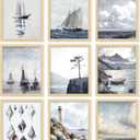 97 Decor Rustic Nautical Wall Decor - Vintage Nautical Wall Art, Farmhouse Coastal Prints Ship Painting, Vintage Beach Posters Ocean Art Prints Sailboat Pictures For Home Bedroom (8x10 Unframed)