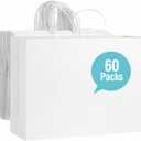 woric 60 PCS White Paper Bags with Handles, Large Gift Bag 16 x 6 x 12 inch White Gift Bag Bulk Shopping Bags for Gift Grocery Small Business