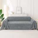 Smiry Couch Cover for Dogs, Washable Chenille Sofa Covers for 3 Cushion Couch, Soft Sofa Slipcover for Pets, Thick Sectional Furniture Protector with Tassels (Grey, 88.5x118 Inch)