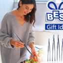 JETKONG 4 Pcs Kitchen Tweezers, 12'' and 10'' Stainless Steel Cooking Tweezers Set, High-Precision Tweezers Tongs for Cooking, Repairing, Seafood and BBQ (Blue)