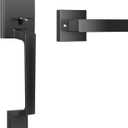 Front Door Handle, Exterior Door Handle with Passage Lever, Modern Front Entry Handle, Reversible for Left & Right Hand Door, Matte Black