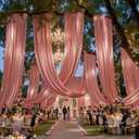 20ftx40ft Rose Gold Ceiling Curtain for Wedding Parties 4 Panels Wrinkle-Free 40 FT Long Tent Draping Curtains for Wedding, Birthday & Theme Parties, 40ft Height with Rod Pocket