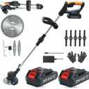 Cordless Weed Wacker,Electric Weed Eater,2 Batteries,Grass Trimmer Cordless,Black-A