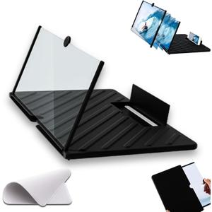 Screen Magnifier New Version, 20" HD Screen Magnifier for Cell Phone, Mobile Phone Magnifier Projector Screen, Foldable Phones Stand with Screen Amplifier, Compatible with All Phones (Black,20in)