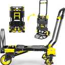 330LB Folding Hand Truck Heavy Duty Carrying, Combination of Four Wheels and Two Wheels Convertible Dolly Cart with Retractable Handle Dolly for Moving Office Carts(Yellow)