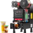 Cup Sealing Machine, Full Automatic Cup Sealer, 88/89/90/95 mm Electric Boba Machine, 600 Cups/H, Plastic & Paper Cups for Bubble Boba Tea Coffee Juice (Sealing Film Excluded)