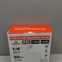 YAMATIC Pressure Washer Hose 50FT 1/4" ID, Standard (2) M22 Brass Fittings, 3200 PSI Kink-Resistant Replacement for Ryobi, Troy Bilt, Greenworks, CRAFTSMAN M22 Threads Power Washers