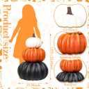 23 Inch Large Stacked Faux Pumpkins,3-Tier Fall Halloween Porch Decoration