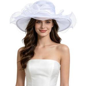 SAFERIN Women's Organza Church Fascinator Bridal Tea Party Wedding Hat