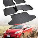 Car Floor Mats for Toyota Prius: 2004 2005 2006 2007 2008 2009 All Weather Accessories for Prius 2004-2009 Black Cargo Liner 4PCS Carpet Custom Fit for Toyota Prius 04-09 Automotive TPE Floormats