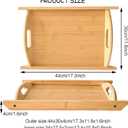 Bamboo Serving Tray Rectangle Platter Breakfast Dinner Food Bed Tray for Eating Kitchen Restaurants (1, 17.3" x 11.8" x 1.2" (with Handle))