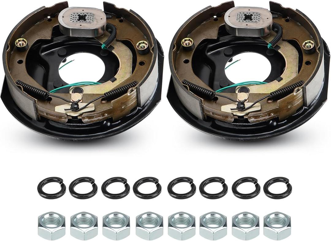 Trailer Electric Brakes, 1 Pair of 4 Hole Mounting Electric Brake Assembly 10" X 2-1/4" for 3,500 lbs Axle(Manual adjusting)-(Set 2: 1 Left+1 Right)