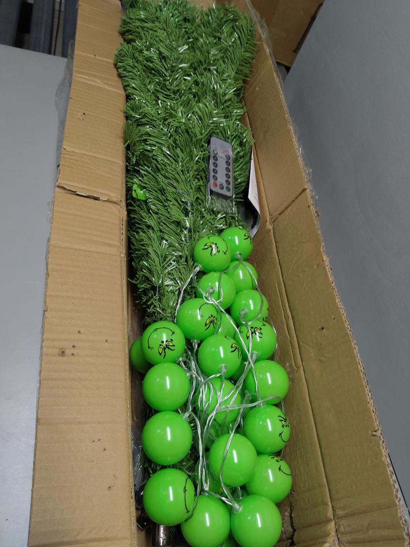 8ft Christmas Tree with Grinch Balls