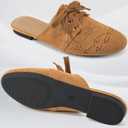 HARENCE Mules for Women Casual Flats: Comfortable Round Toe Slip on Backless Mule Dressy Business Office Flat Shoes (7.5, Brown)