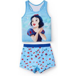 Disney Toddler Girls Two Pieces UPF 50+ Tankini Rash Guard Set Swimsuit (Blue)