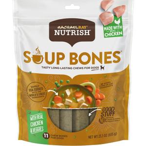 Rachael Ray Nutrish Soup Bones Dog Treats, Chicken & Veggies Flavor, 11 Bones (Pack of 1) (1.44 Pound (Pack of 1))