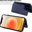 LETO for iPhone 13 Pro Case,Luxury Flip Folio Leather Wallet Cover with Card Slots and Kickstand,Slim-fit Protective Phone Shell 6.1" Navy Blue