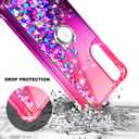 WDHD Compatible with Samsung Galaxy S25-Edge Case Pink/Purple | Glitter Floating Liquid Cute Phone Cover with Tempered Glass Screen Protector & Ring Holder Grip & Diamond Wrist Strap Lanyard