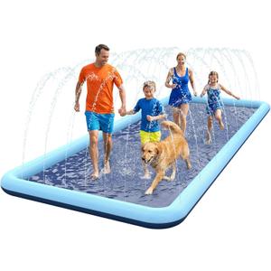 VISTOP Non-Slip Splash Pad for Kids and Dog, Thicken Sprinkler Pool Summer Outdoor Water Toys - Fun Backyard Fountain Play Mat for Baby Girls Boys Children or Pet Dog (116 * 72 inch,Blue&Blue)