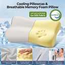 Polovo Cervical Neck Pillow for Pain Relief - Ergonomic Side Sleeper Pillow for Deep Sleep, Contour Memory Foam Pillows for Sleeping Bed Pillow for Side Back Stomach Sleepers with Cooling Pillowcase