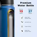 koodee Small Water Bottle -12 oz Stainless Steel Vacuum Insulated Water Bottle BPA Free, Boy Water Bottle for School Wide Mouth Flask (Navy)