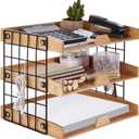 3-Tier Wood Paper Tray, Inbox Tray for Desk, Letter File Trays Desk Organize Office Supplies Accessories, Workspace Desktop Storage for Home, Office, School