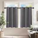 PONY DANCE Short Gray Blackout Curtains for Kitchen Over Sink 36 inch Long, Thermal Insulated Black Out Cafe RV Bunk Panels, Grommet Drapes for Bathroom Basement Small Window(2 Panels, 42 inches Wide) (Grey)