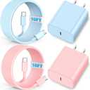 Dayaoncy Compatible with iPhone 17/16/15 Charge Fast Charging, 20W USB C Wall Charger  10FT USB C Cable, Type C Fast Charger Compatible with Phone/Android/Phone/Samsumg/Pad Purple Blue Pink