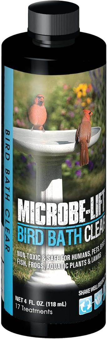 Microbe-Lift Bird Bath Clear Two-in-One Water Cleaner  4 Oz  Safe for Birds, Fish & Frogs  Cleans Outdoor Birdbaths & Fountains  Natural Formula, Prevents Stains & Cloudiness Microbe-Lift Bird Bath Clear Two-in-One Water Cleaner  4 Oz  Safe for Birds, Fish & Frogs  Cleans Outdoor Birdbaths & Fountains  Natural Formula, Prevents Stains & Cloudiness