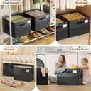 NestOrganix 2 Pack Shoe Organizer for Closet, Large Shoe Box Storage Containers, Foldable Shoe Storage Organizer Box Bin with Adjustable Dividers and Clear Cover, Space Saving Shoes Holder, Black