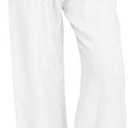 CHARTOU Women's Summer Drawstring Waist Wide Leg Loose Cotton Linen Palazzo Pants, Size: Medium