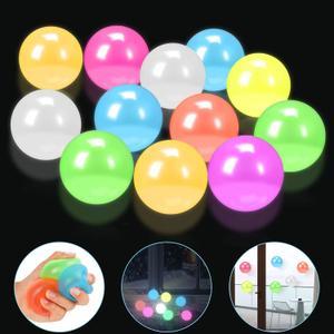 12 Pieces Glowing Sticky Balls, Very Elastic Squishy Balls That Glow in The Dark and Stick to The Ceiling, Ceiling Balls Great for Children's Parties, Stress Relieving Balls for Stress and Anxiety .