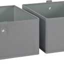 RiverRidge Kids 2pc Folding Storage Bins Set - 10.5 Bin Organizers with Handles - Gray Closet Organizer and Storage for Toys, Games, Shoes - Foldable Cube Storage Organizer Bins for Playroom, Nursery
