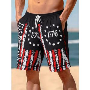 Mens Swim Trunks Quick Dry Board Shorts with Mesh Lining, Breathable Fit Print Beach Shorts for Summer Activities(1776 Print, 3X-Large)