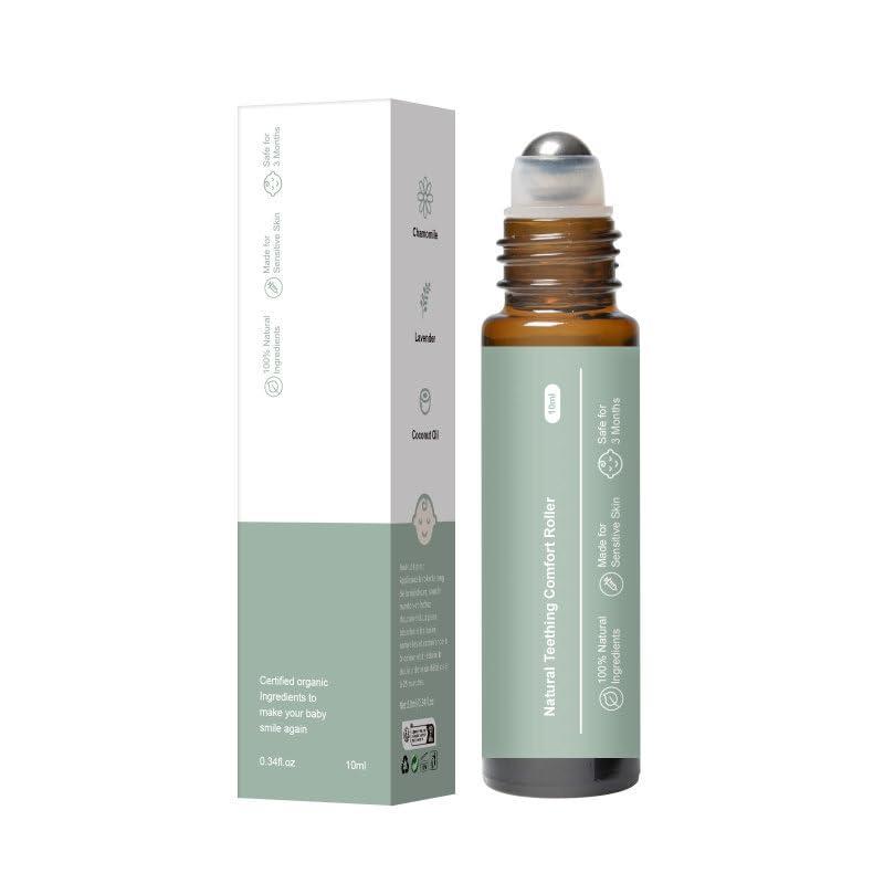 Obvira Mamas Teething Roller with Chamomile & Rose Oil, Gentle Massage Applicator for Soothing Infant Teething Pain