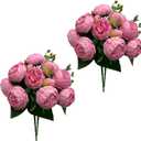 Artificial Peony Flowers, 4Pcs Silk Peonies Fake Peony Bouquets for Home Wedding Office Party Decor (Pink)