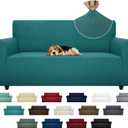 ZNSAYOTX Super Stretch Couch Cover (72"-92") Universal Sofa Covers with Elastic Bottom, Dog Cat Pets Friendly Washable Furniture Protector Fitted Sofa Slipcovers Stay in Place (Peacock Teal, Sofa)