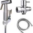 Premium Stainless Steel Hand Held Bidet Sprayer Handle Kit, T-Valve Included, Diaper Sprayer, Shattaf, Complete Bidet Set for Toilet, Hand Bidet Attachment for Toilet