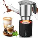 Electric Milk Frother and Steamer, 4-in-1 Instant Milk Steamer for Coffee, Latte, Cappuccino, Hot Chocolate, Automatic Hot & Cold Milk Foamer, Stainless Steel Detachable Cup, Quiet, Dishwasher Safe