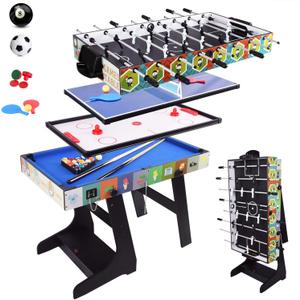 DRM 4FT 4 in 1 Folding Muliti Sports Game Table, Combo Table - Pool/Snooker Table, Air Hockey Table,Table Tennis Table,Football Table with Storage Box