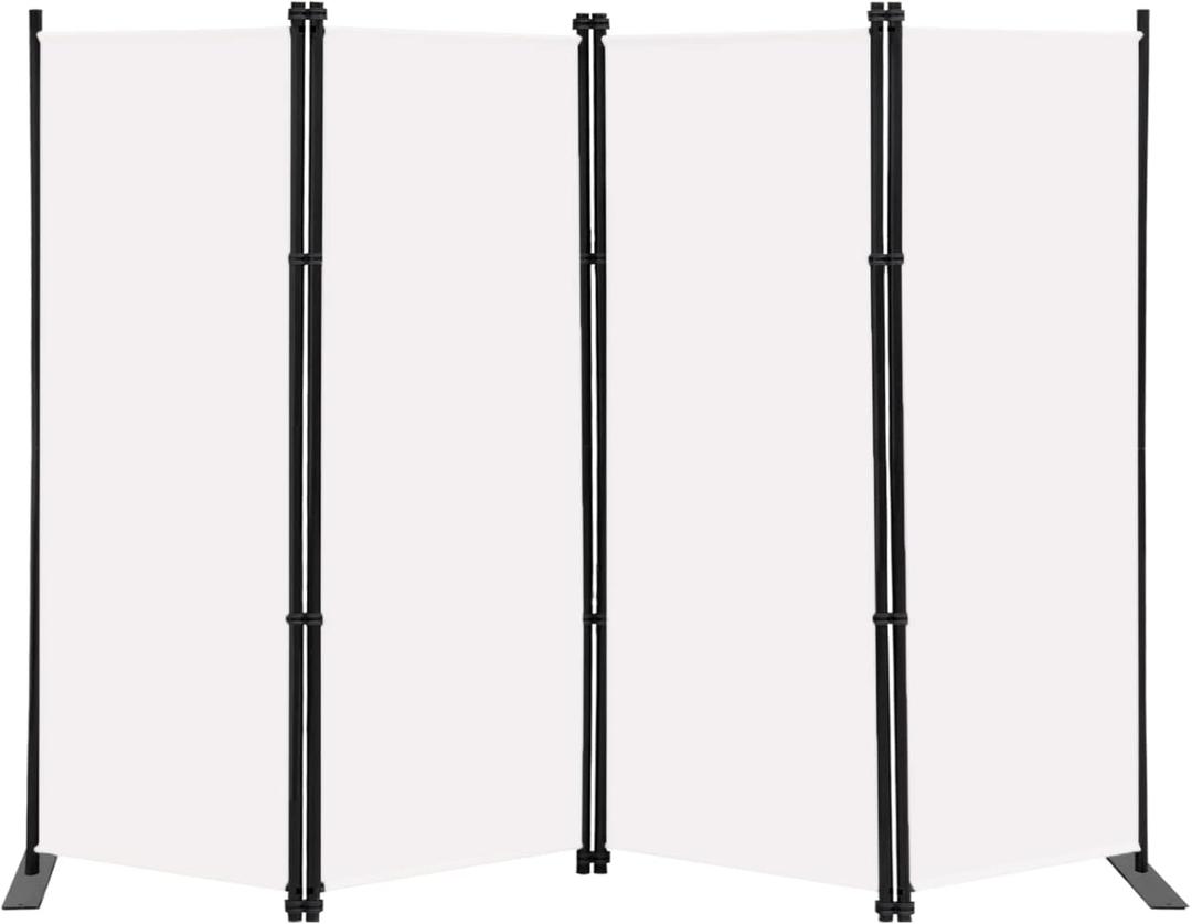 MAYOLIAH 4 Panel Room Divider Screen 6Ft Tall Foldable Privacy Dividers Indoor Wall Partition Room Separator White