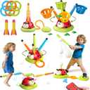 5 in 1 Musical Jump, Bean Bag Toss Ring Game, Baseball Toys and Stomping Launch Rocket Launcher for Kids Remote Control Indoor Outdoor Sports Toys for Kids Ages 4-8 3-5 Birthday Easter Gifts