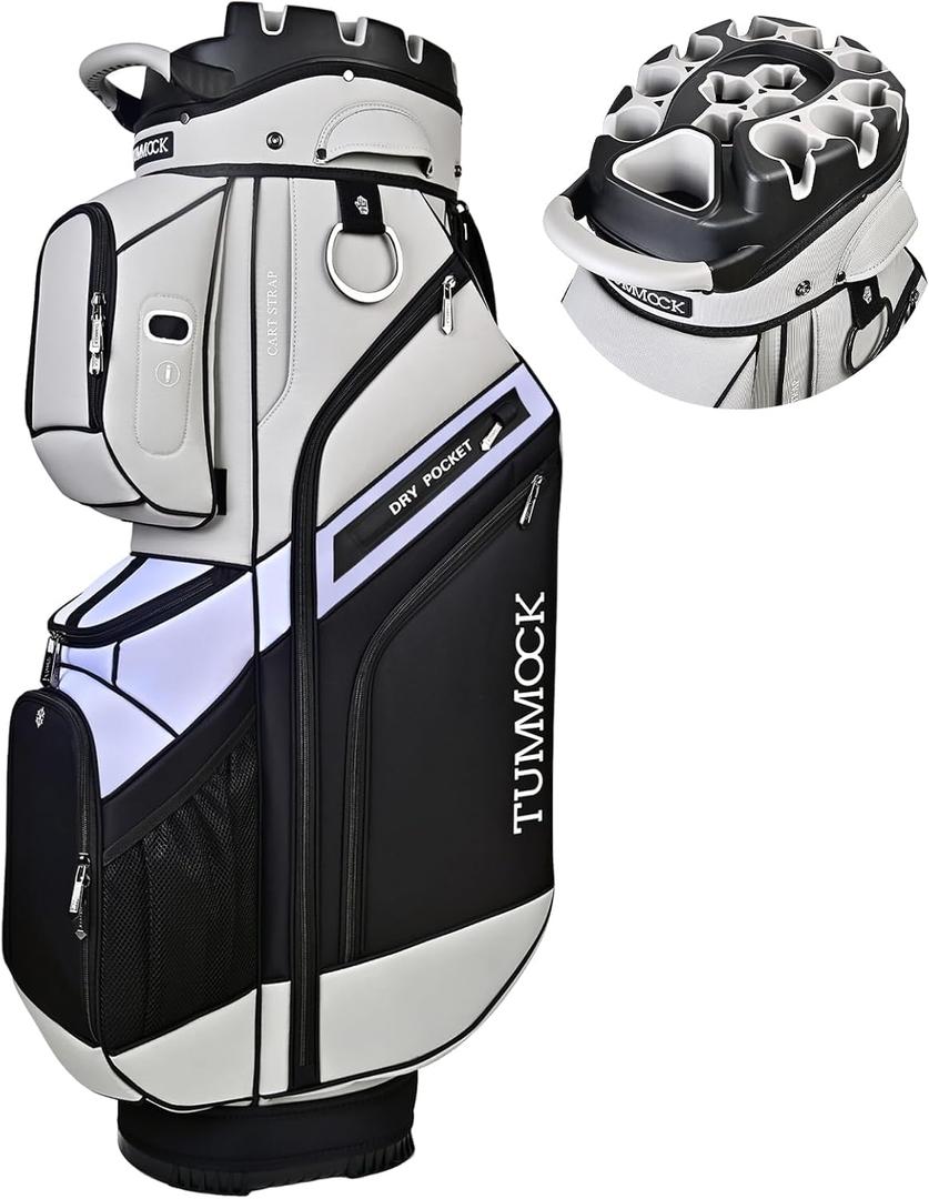 Golf Cart Bag, 14-Way Top Divider with Multiple Storage Pockets, Handles and Rain Cover, Lightweight & Durable Golf Bag for Men, Cart-Friendly Design