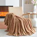 3D Bubble Plush Blanket Textured Fleece Throw Soft Warm Cozy Blanket Couch Bed Throw Brown 50x60 Inches, Rich Brown