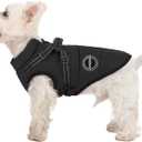 Dog Winter Coat, Warm Jacket Paded Fleece Vest with Built in Harness, Waterproof Windproof Reflective Cozy Adjustable Snow Pet Coat Clothes with Zipper for Dogs (Large, Black)