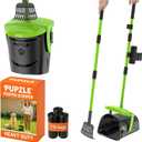 Pupzle Dog Pooper Scooper with Bag Attachment, 40" Long Handle Pooper Scooper for Large Dogs, Dog Poop Scoop for Yard, Large Capacity Swivel Bin and Rake, Lavender Scented Bags (Green)