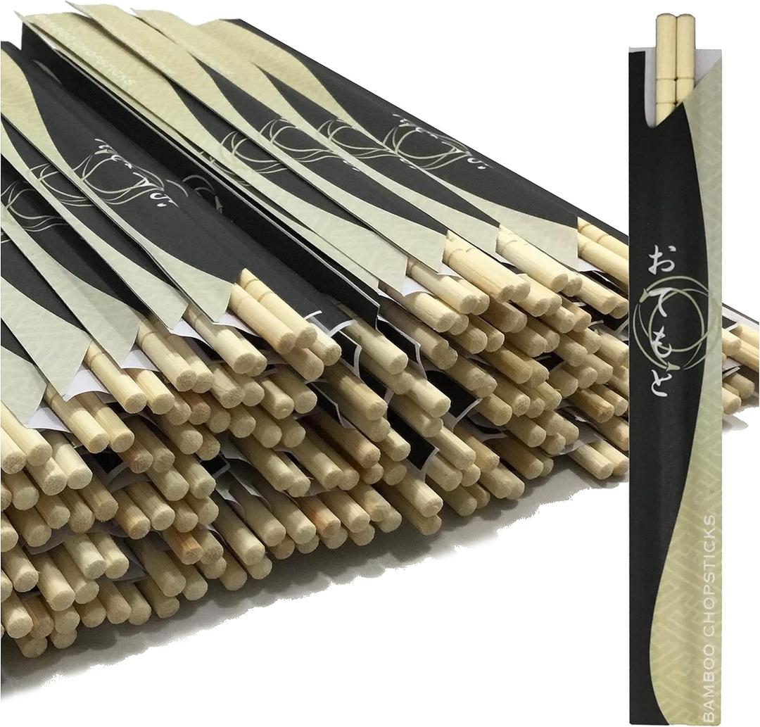 200 Round Separated Disposable Chopsticks | Best for Sushi | Bamboo Wooden Chinese Chop sticks - Bamboo Chopstick Bulk - Disposable Utensils Premium Quality - (100 Pairs)