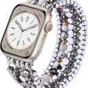 VISOOM Beaded Boho Bracelet Compatible for Apple Watch Band 42mm/44mm/45mm Series 8 7 SE Women Fashion Cute Handmade Crystal Beads Stretchy Watch Strap for iWatch Bands Series 6/5/4/3/2/1 Replacement