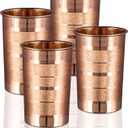4 Set of Pure Copper Glass for Drinking Water Tumbler Copper Cup Set for Ayurveda Health Benefits – 312 ml (11 oz) 